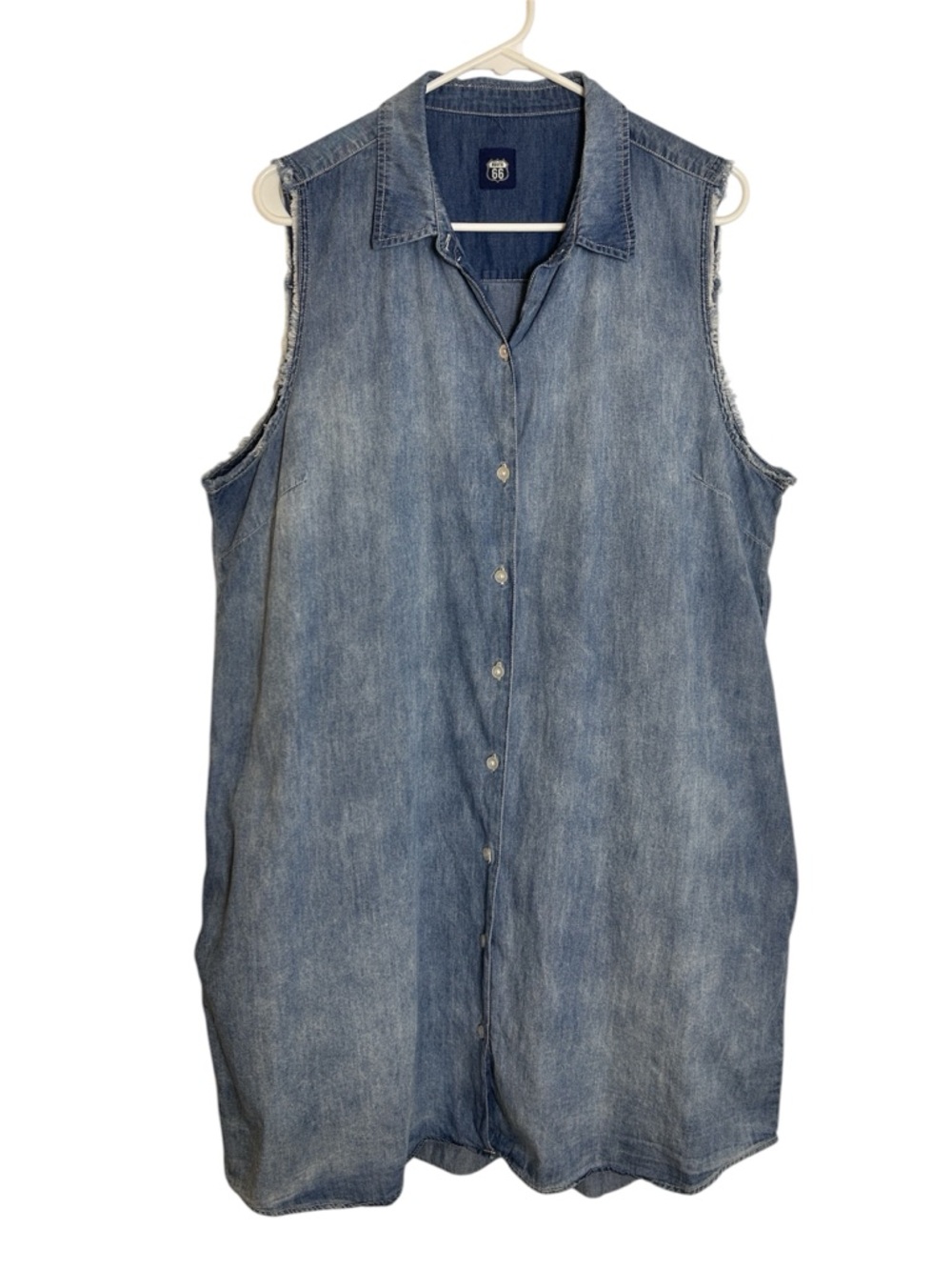 VTG 90’s Y2K Route 66 Size XL Sleeveless Denim Shirt Dress